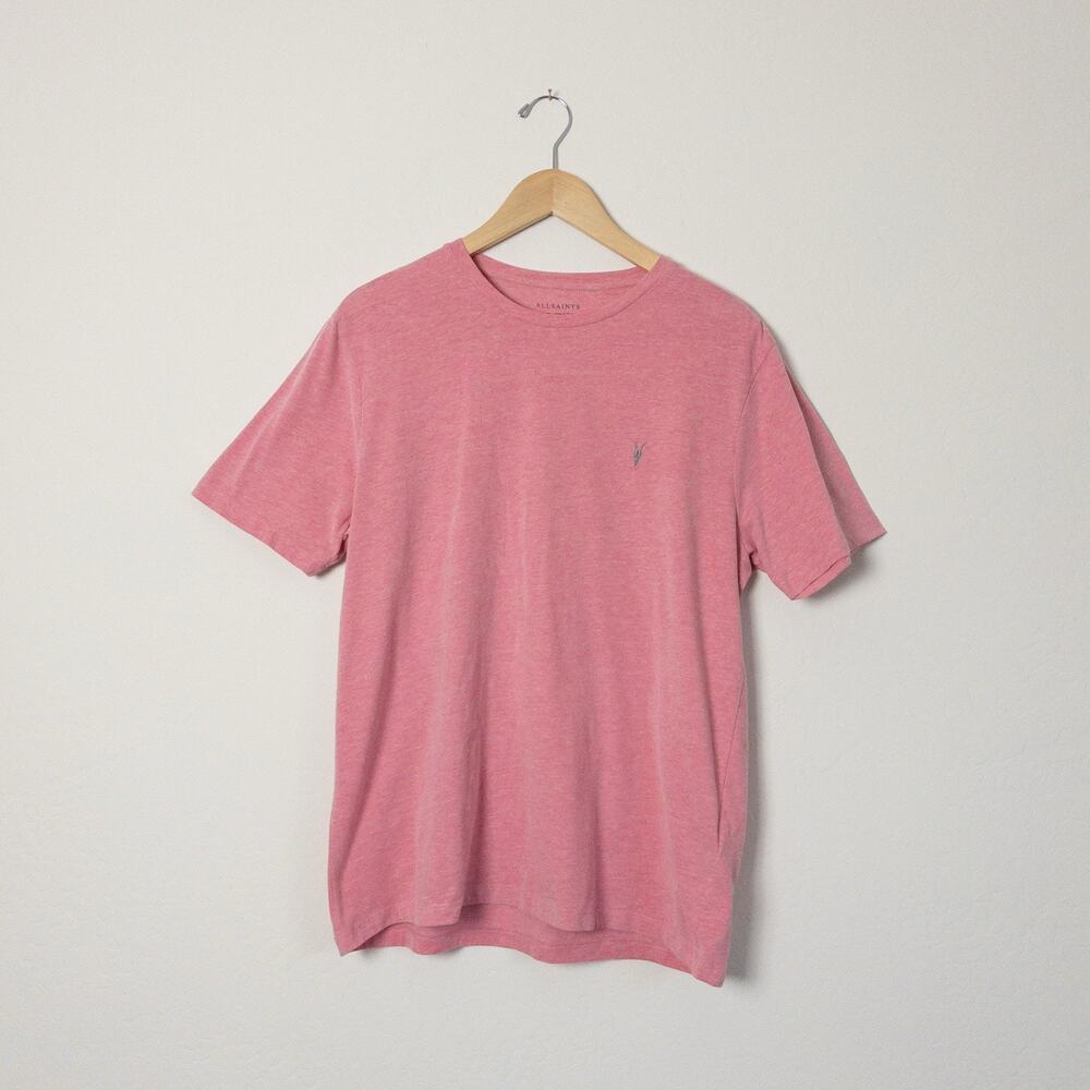 AllSaints Brace Tonic Crew T Shirt Mens Large Pink Logo Tee